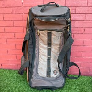 Timberland Rolling Duffel Bag Luggage Travel Suitcase Black Orange‎ Large